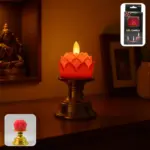 Premium Lotus Shaped LED Flameless Candle with Decorative Holder – Battery Operated Home Decor Lamp - Image 5