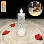 Decorative LED Crystal Candle Light – Flameless Flickering Candle for Home, Parties, Romantic Dinners & Festive Decoration (1 Pc)