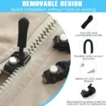 Zipper Repair Kit with Nylon Pull Tabs & Cords, Removable Zip Puller Tabs Cords Clothing Fixer Tool Replacement Metal Zipper Pull for Sliding Teeth Universal Screw Fix Zip Puller for Bags, Ga - Image 5