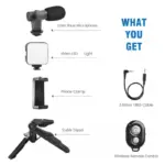 Vlogging Kit for Video Making with Mic Mini Tripod Stand, LED Light & Phone Holder Clip for Making Videos - Image 4