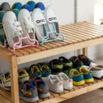 Multi-Function Shelf Drying Rack Shoe Rack Stand Hanger Shoes Hanging Storage Wardrobe Organizer Rack, Shoe Organizer Stand Closet Shoe Organizer Shoe Holder (2 Pc Set) - Image 5
