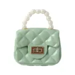 Elegant Quilted Mini Handheld & Sling Fashion Handbag – Pearl Handle Chain Strap Bag - Image 6