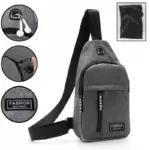 Waterproof Waist Bag, Shoulder Bags USB Charging Earphone Hook Sling Travel Bag (1 Pc) - Image 6