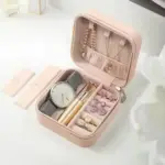 Square Travel Jewellery Case for Women – Leather Travel Earrings Organizer, Multicolor. - Image 4