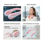 Portable Neck Fan – Hands Free Bladeless USB Rechargeable 360° Cooling Wearable Neck Fan - Image 6