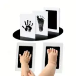 Inkless Hand and Footprint Kit Ink Pad for Baby Hand and Footprints Dog Paw Print Kit Dog Nose Print Kit Baby Footprint Kit Clean Touch Baby Foot Printing Kit Handprint Kit (Black-Pack of-1) - Image 4
