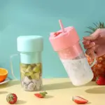 Portable Crusher Juicer With Handle & Straw, USB Rechargeable 6 Blades (420 ML) - Image 4