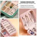 Square Travel Jewellery Case for Women – Leather Travel Earrings Organizer, Multicolor. - Image 5