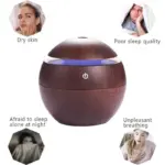Wooden Cool Mist Humidifier Essential Oil Diffuser with 7 Color LED Night Light USB 130ml - Image 5