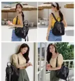 Leather Camera Backpack – Dual Compartment Solid Pattern - Image 3