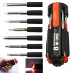 8-in-1 Multi-Tool Screwdriver with LED Flashlight Compact and Portable - Image 3