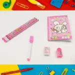 Kids' Stationery Kit: Wooden Pencils, Sharpener, Eraser, Diary (8 Pc Set) - Image 3