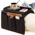 Sofa Arm Rest Hanging Storage Bag, Storage Bag for Sofa Ideal for Sorting Magazines iPad Books (Black) - Image 2