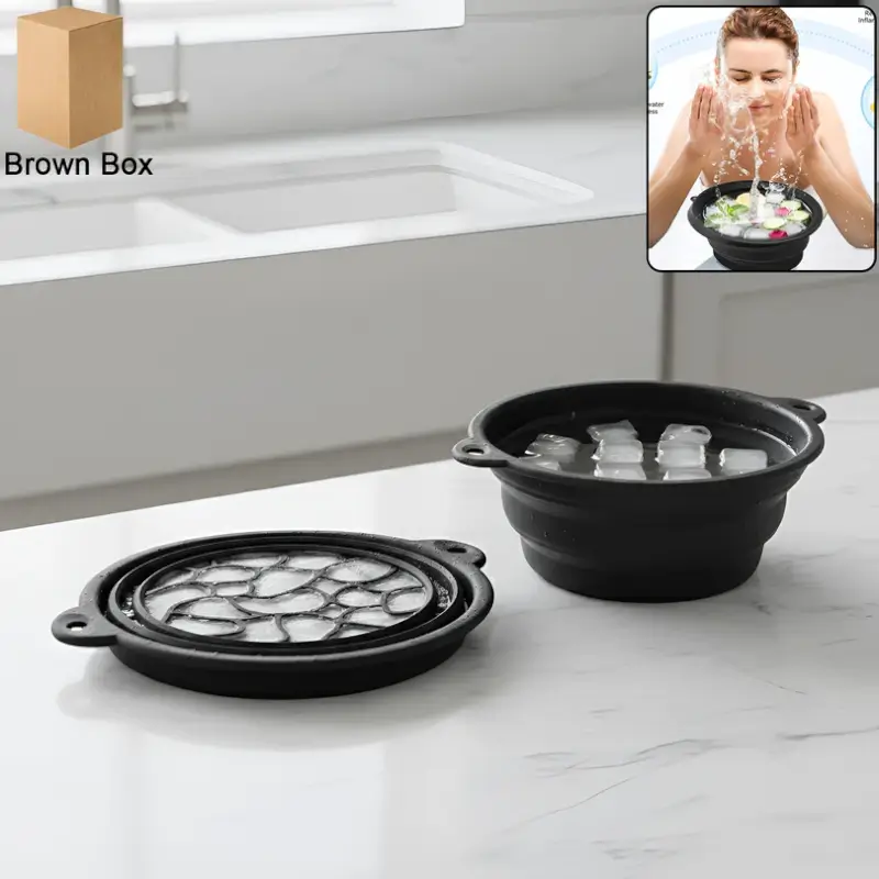 FZHuIMN112D52anDTHnpFgtHNqkAIaMZHSqpB8Dr.webp Silicone Ice Facial Bowl with Built-In Ice Tray Foldable Skin Care Bowl (1 Pc) - Image 1