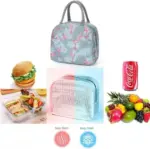 Grey Flamingo Insulated Nylon Lunch Bag – Portable & Waterproof - Image 2