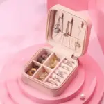 Jewellery Box for Women, Mini Portable Jewelry Box Organiser,PU Leather Jewlerrying Display Holder, Small Travel Jewellery Box for Girls, Women, Mother, Daughte, Travel Ring, Pendant, Earring - Image 6