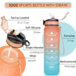 Motivational Water Bottle with Straw & Time Marker, Tritan Portable Gym Water Bottle, Leakproof Reusable, Special Design for Your Sports Activity, Hiking, Camping - Image 7