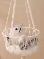 Macrame Hanging Cat Hammock Bed with Cushion - Image 3