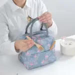 Grey Flamingo Insulated Nylon Lunch Bag – Portable & Waterproof - Image 4
