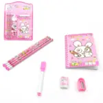 Kids' Stationery Kit: Wooden Pencils, Sharpener, Eraser, Diary (8 Pc Set) - Image 6