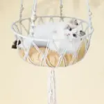 Macrame Hanging Cat Hammock Bed with Cushion