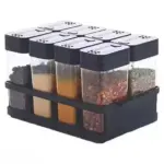 Kitchen 8 Pcs Airtight Rasoi Box Spice Storage Jar Set (Black) - Image 3