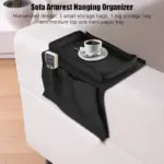 Sofa Arm Rest Hanging Storage Bag, Storage Bag for Sofa Ideal for Sorting Magazines iPad Books (Black)