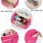 Lifini Makeup Organizer Pouch Bag for Women – Pink & Blue