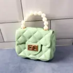 Elegant Quilted Mini Handheld & Sling Fashion Handbag – Pearl Handle Chain Strap Bag - Image 3