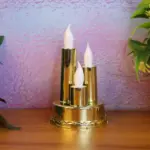 LED Flameless Triple Candle Lamp Golden Decorative Electronic Candle Light for Home Festival Diwali Decoration (1 Pc) - Image 6