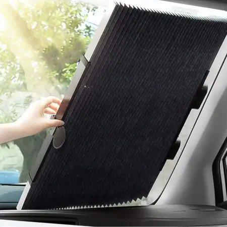 Retractable Long Foldable Windshield Sun Shade for Car (1 Set) ( default, Standard ).