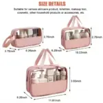 Pack of 3 Makeup Organizer Bags – Travel Waterproof Cosmetic Toiletry Pouches for Women & Girls (Rose Pink). - Image 3