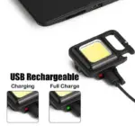 Rechargeable Keychain Mini Flashlight with 4 Light Modes,Ultralight Portable Pocket Light with Folding Bracket Bottle Opener and Magnet Base for Camping Walking - Image 2