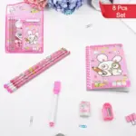 Kids' Stationery Kit: Wooden Pencils, Sharpener, Eraser, Diary (8 Pc Set) - Image 4