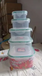 Kitchen Containers Set, Fridge Storage Boxes, Plastic Containers for Kitchen Organizer, Kitchen Accessories Items for Storage Organizer, Snap-Seal (lunch box/storage organizer) (5 Ps Set) - Image 5
