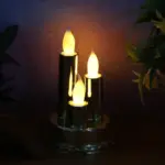LED Flameless Triple Candle Lamp Golden Decorative Electronic Candle Light for Home Festival Diwali Decoration (1 Pc) - Image 4