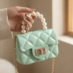 Elegant Quilted Mini Handheld & Sling Fashion Handbag – Pearl Handle Chain Strap Bag - Image 7