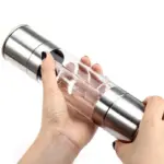 2-in-1 stainless steel salt and pepper grinder adjustable coarseness dual-chamber manual spice mill - Stainless Steel