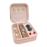 Jewellery Box for Women, Mini Portable Jewelry Box Organiser,PU Leather Jewlerrying Display Holder, Small Travel Jewellery Box for Girls, Women, Mother, Daughte, Travel Ring, Pendant, Earring - Image 2