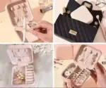 Square Travel Jewellery Case for Women – Leather Travel Earrings Organizer, Multicolor. - Image 2