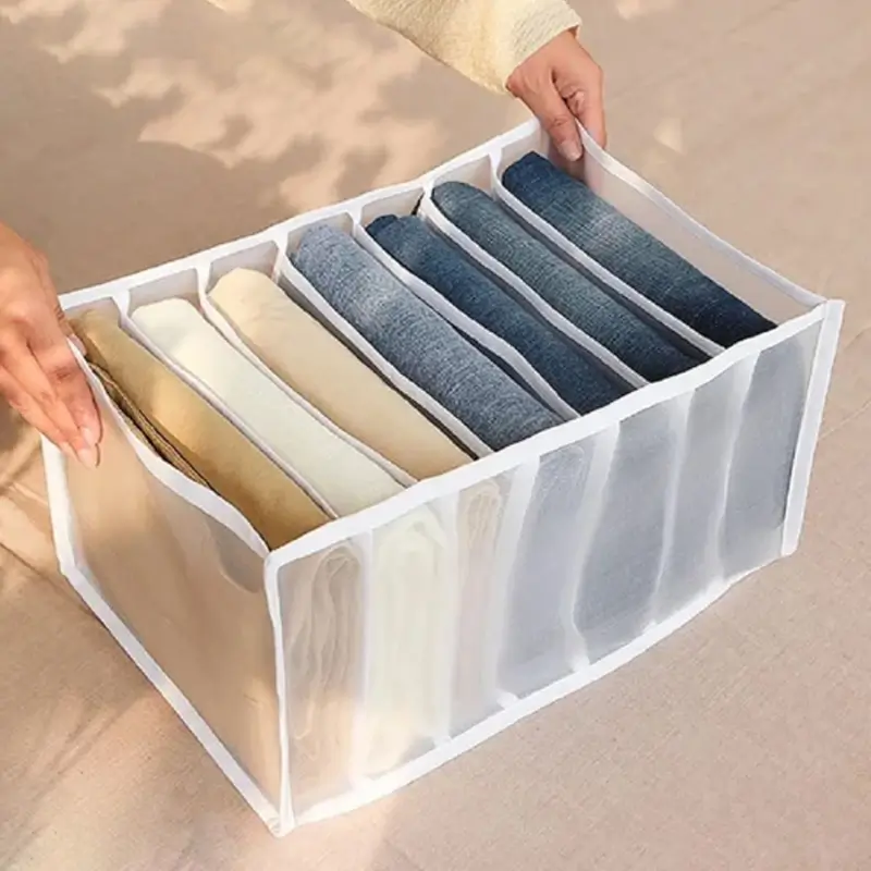 bxiM3wnS3w6wHydncX4UMfvrkgxnMLPqPXi0EhlG.webp Clothes Organizer +7 Grid, Drawer Wardrobe Clothes Organizer, Jeans Closet Cabinet Organizers, Portable Foldable Storage Containers - Image 1