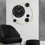 FK Metal Decorative Round Iron Metal Clock for Living Room, Bedroom, Office