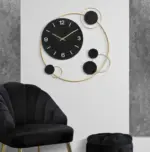 FK Metal Decorative Round Iron Metal Clock for Living Room, Bedroom, Office
