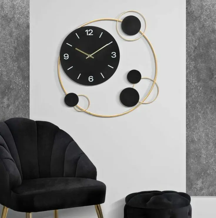 cPeVzrQB9W4j9W1y0p1fz3CAfxUCppGiJD6NUByr.webp FK Metal Decorative Round Iron Metal Clock for Living Room, Bedroom, Office - Image 1