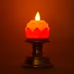 Premium Lotus Shaped LED Flameless Candle with Decorative Holder – Battery Operated Home Decor Lamp - Image 3