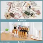 16-Compartment Makeup Organizer – Plastic Vanity Storage for Cosmetics, Brushes, Perfume & Lipsticks - Image 5