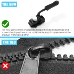 Zipper Repair Kit with Nylon Pull Tabs & Cords, Removable Zip Puller Tabs Cords Clothing Fixer Tool Replacement Metal Zipper Pull for Sliding Teeth Universal Screw Fix Zip Puller for Bags, Ga - Image 7