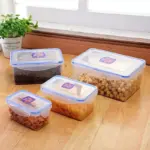 Kitchen Containers Set, Fridge Storage Boxes, Plastic Containers for Kitchen Organizer, Kitchen Accessories Items for Storage Organizer, Snap-Seal (lunch box/storage organizer) (5 Ps Set) - Image 3