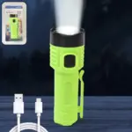 Super Bright LED Torch – USB Rechargeable Flashlight with 4 Modes, Magnetic Base & Waterproof Design for Camping & Emergency Use.