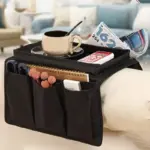 Sofa Arm Rest Hanging Storage Bag, Storage Bag for Sofa Ideal for Sorting Magazines iPad Books (Black) - Image 3